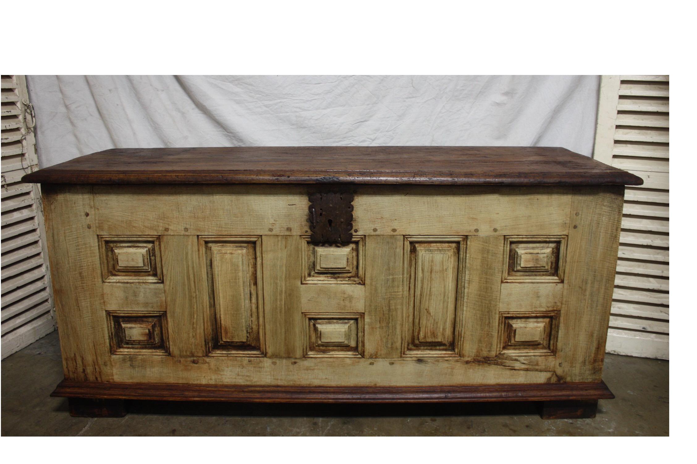 French 17th century desk, Louis XIV period. It was originally a trunk which has been transformed during the 19th century into a desk.