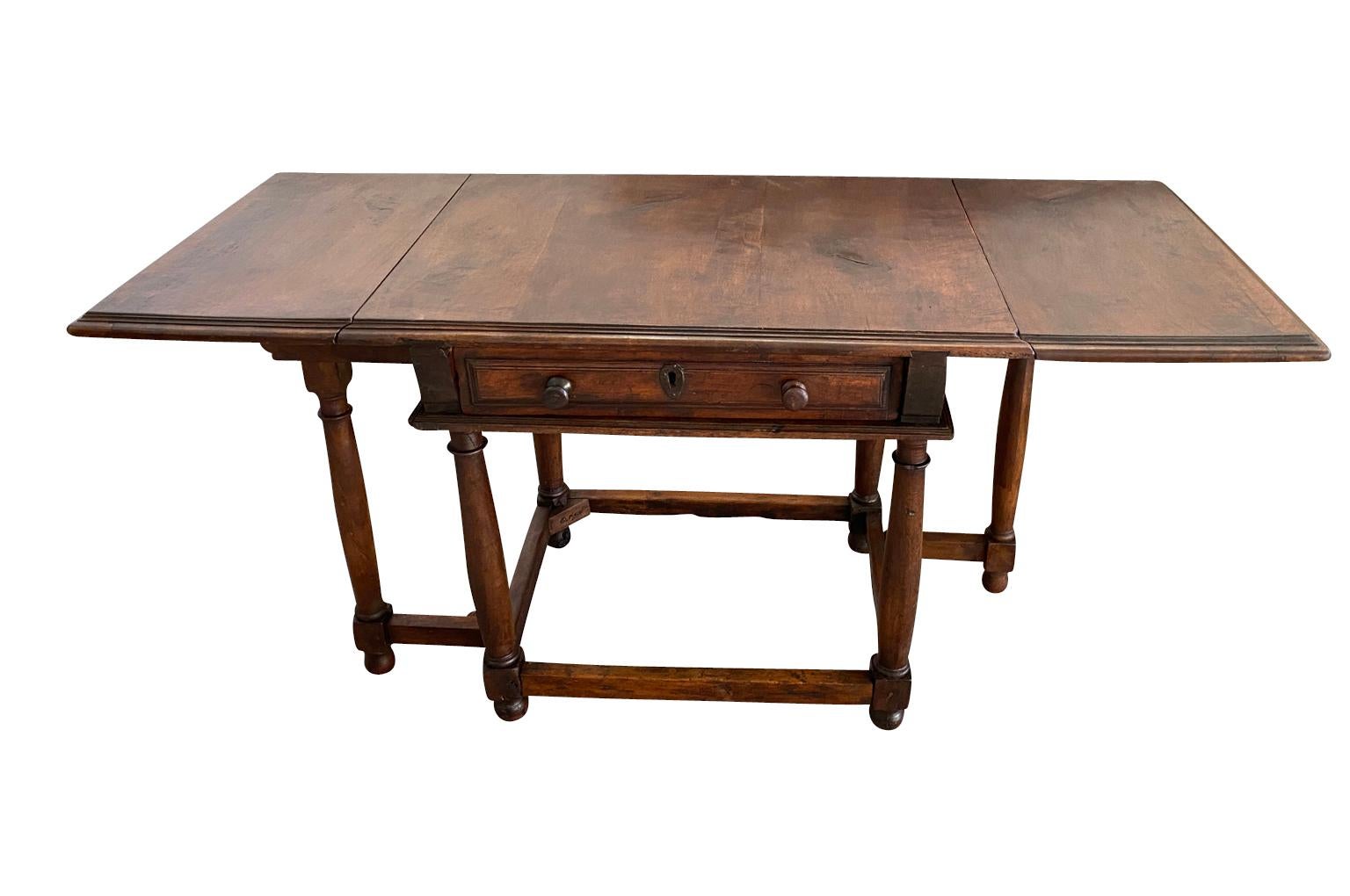 Walnut French 17th Century Gate Leg Table For Sale