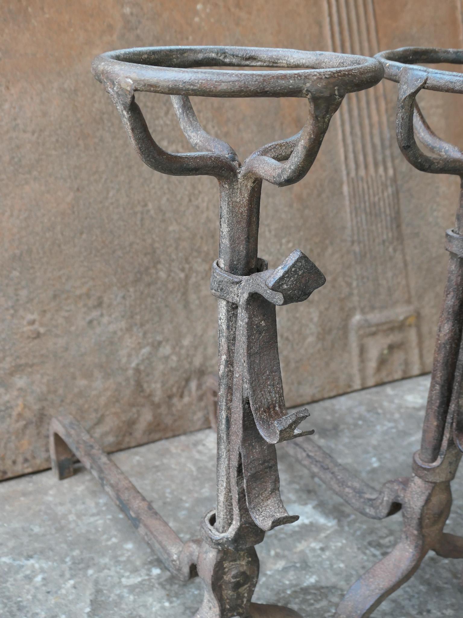 French 17th Century Gothic Andirons or Firedogs For Sale 5