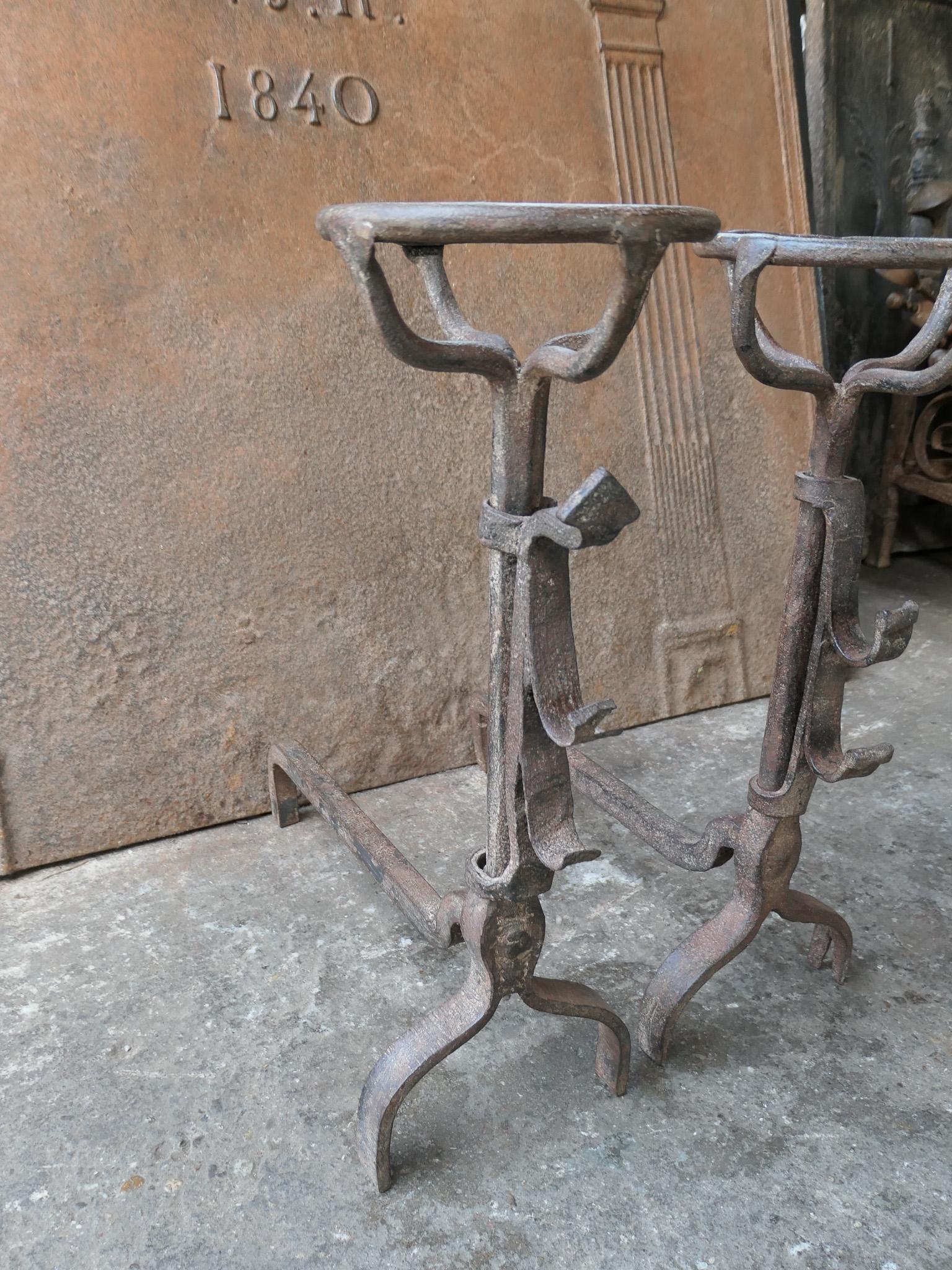 French 17th Century Gothic Andirons or Firedogs For Sale 6