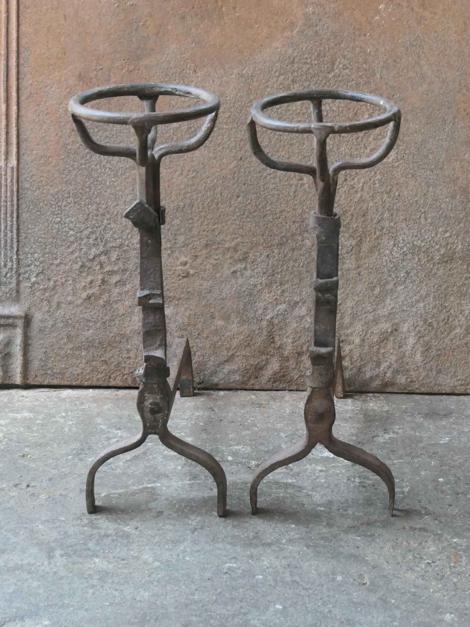 French 17th Century Gothic Andirons or Firedogs In Good Condition For Sale In Amerongen, NL