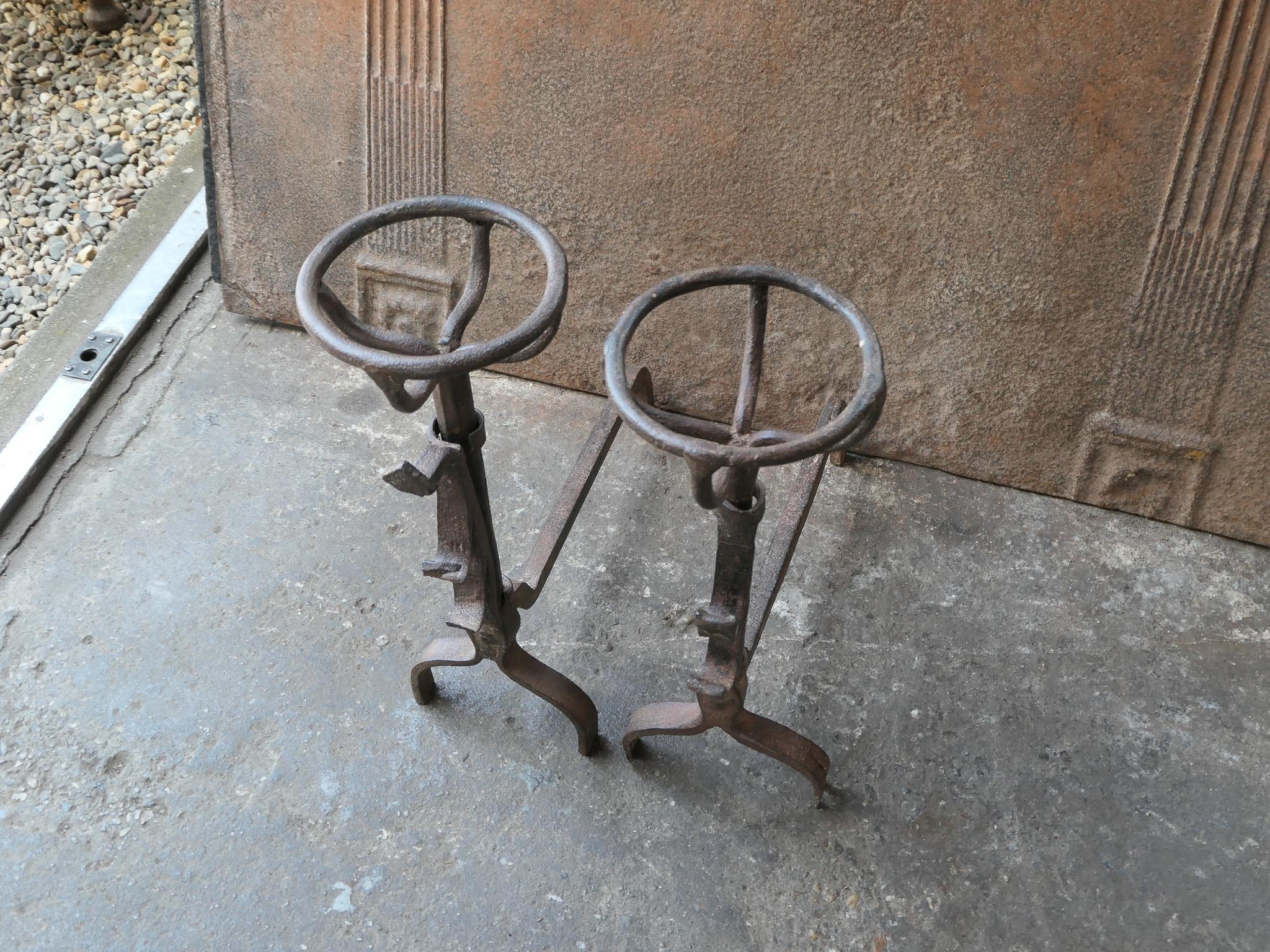 French 17th Century Gothic Andirons or Firedogs For Sale 1