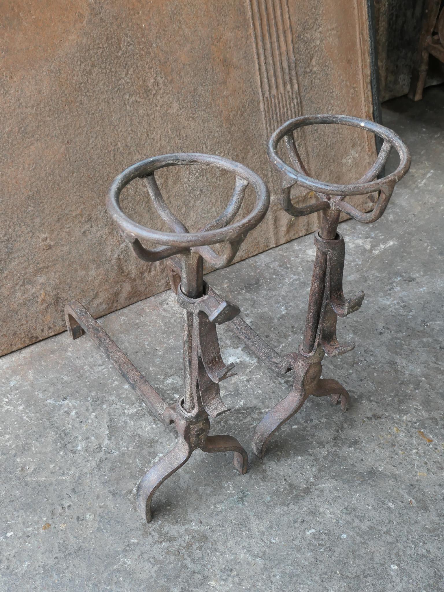 French 17th Century Gothic Andirons or Firedogs For Sale 2