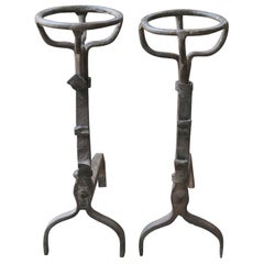 Used French 17th Century Gothic Andirons or Firedogs