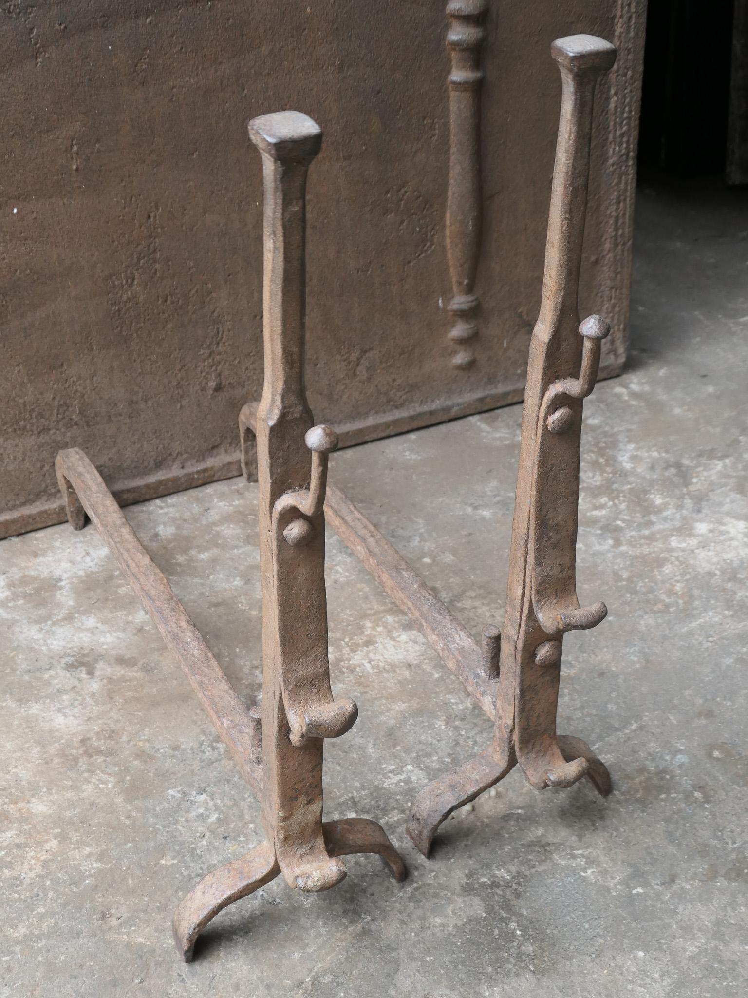French 17th Century Gothic Period Andirons or Firedogs For Sale 4