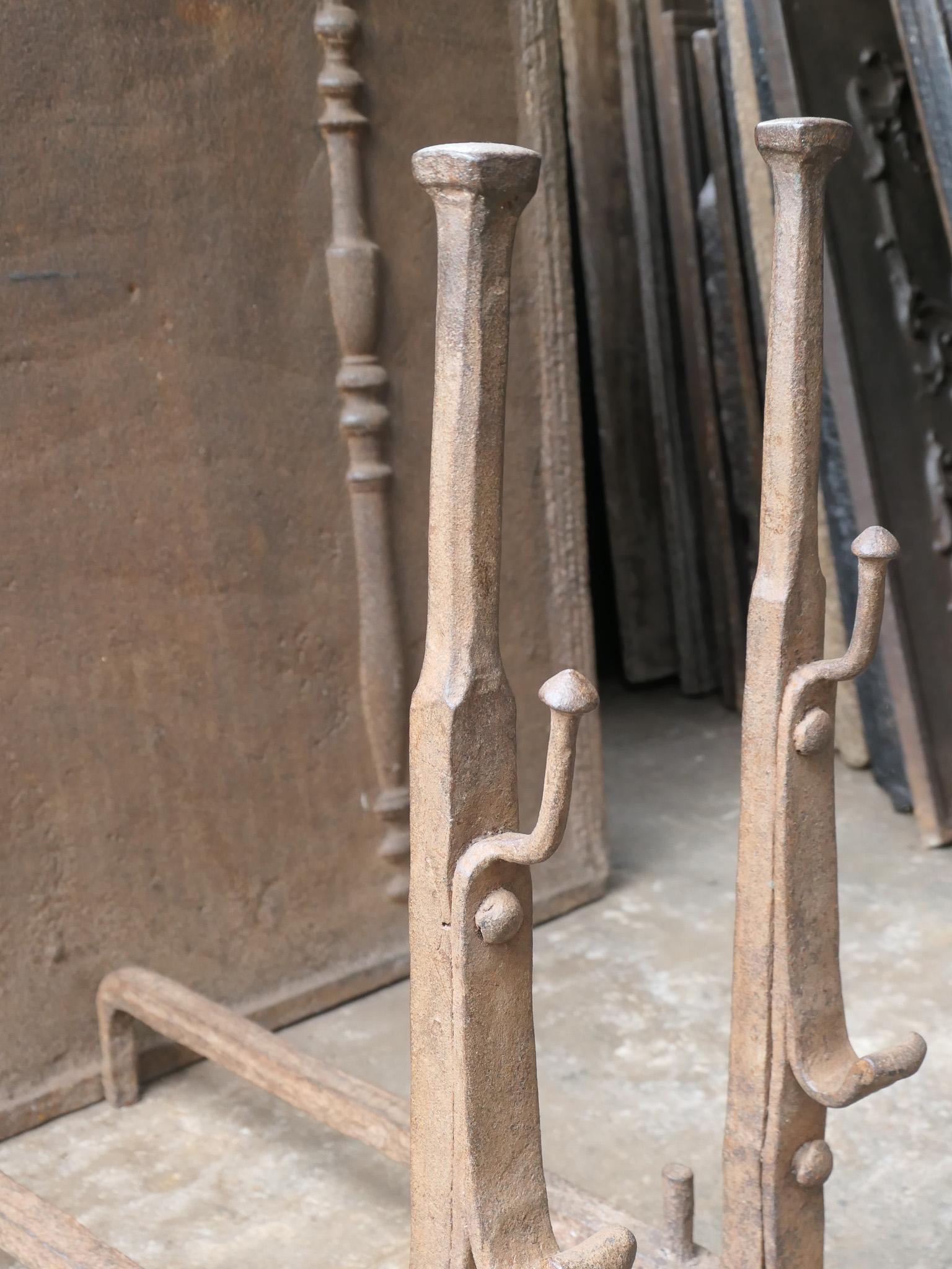 French 17th Century Gothic Period Andirons or Firedogs For Sale 5