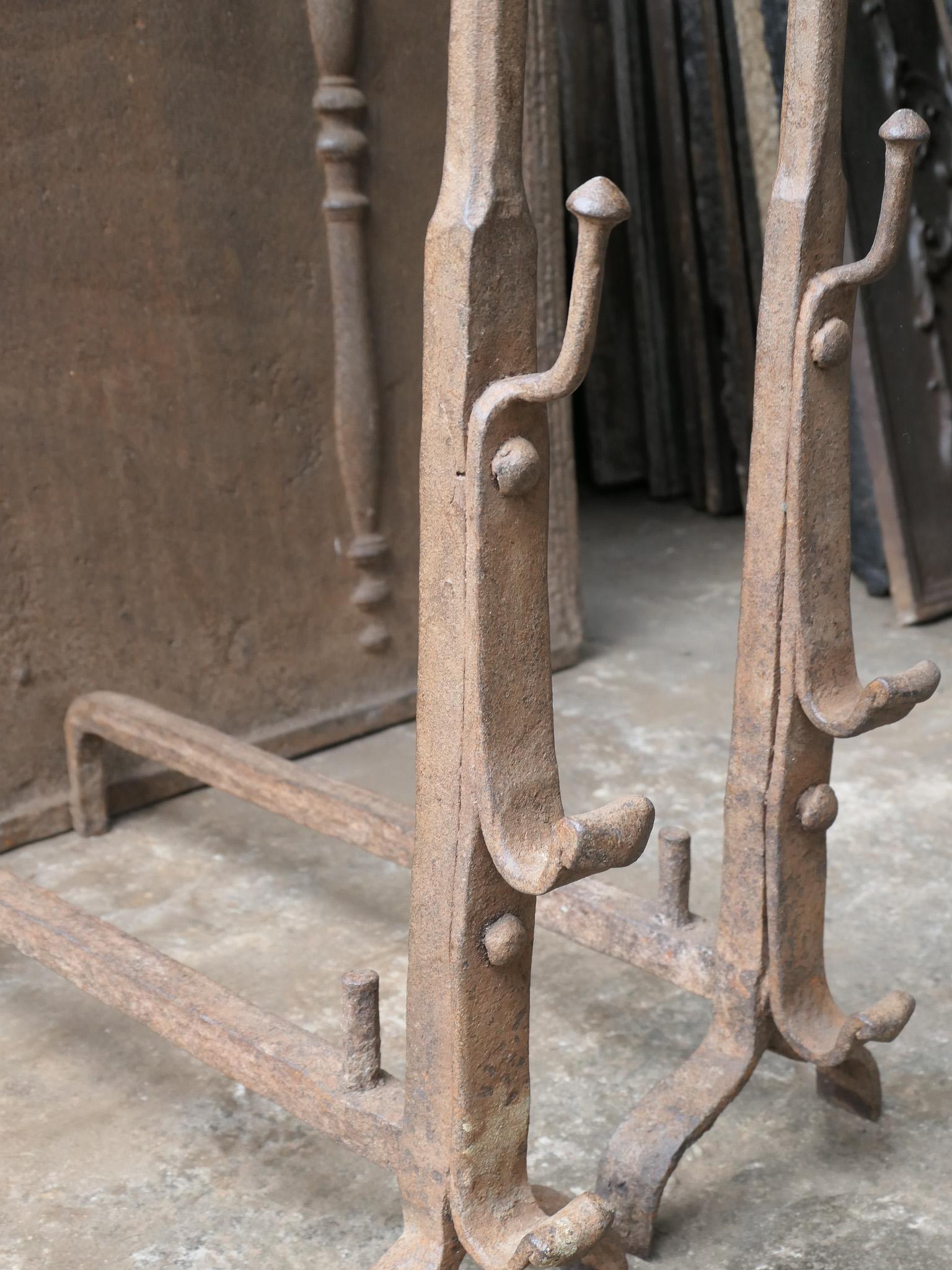 French 17th Century Gothic Period Andirons or Firedogs For Sale 6