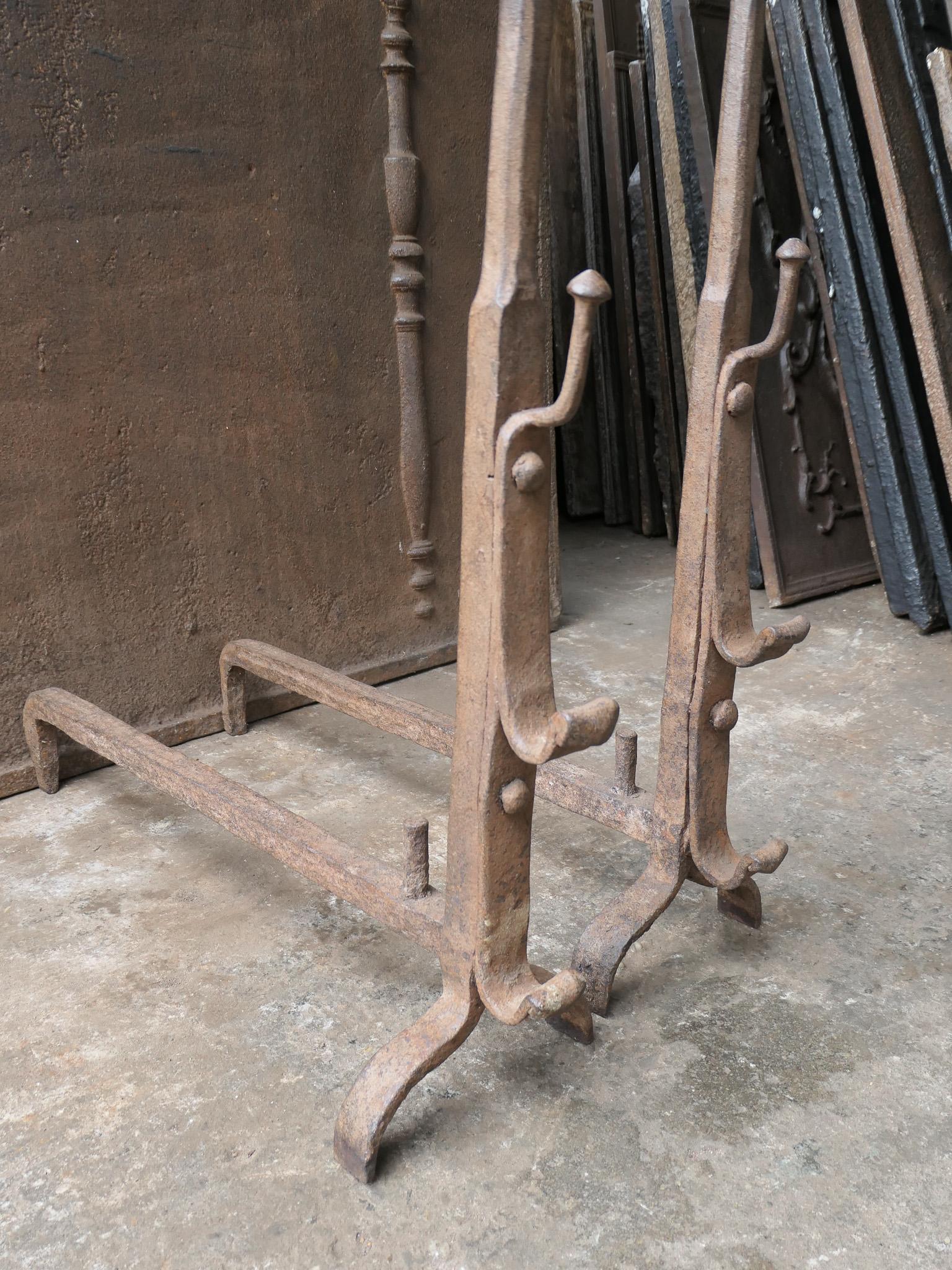 French 17th Century Gothic Period Andirons or Firedogs For Sale 7