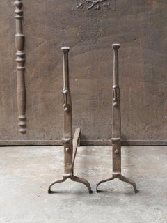 French 17th Century Gothic Period Andirons or Firedogs