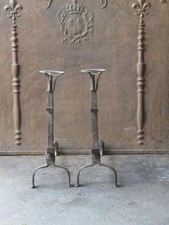 French 17th Century Gothic Period Andirons or Firedogs