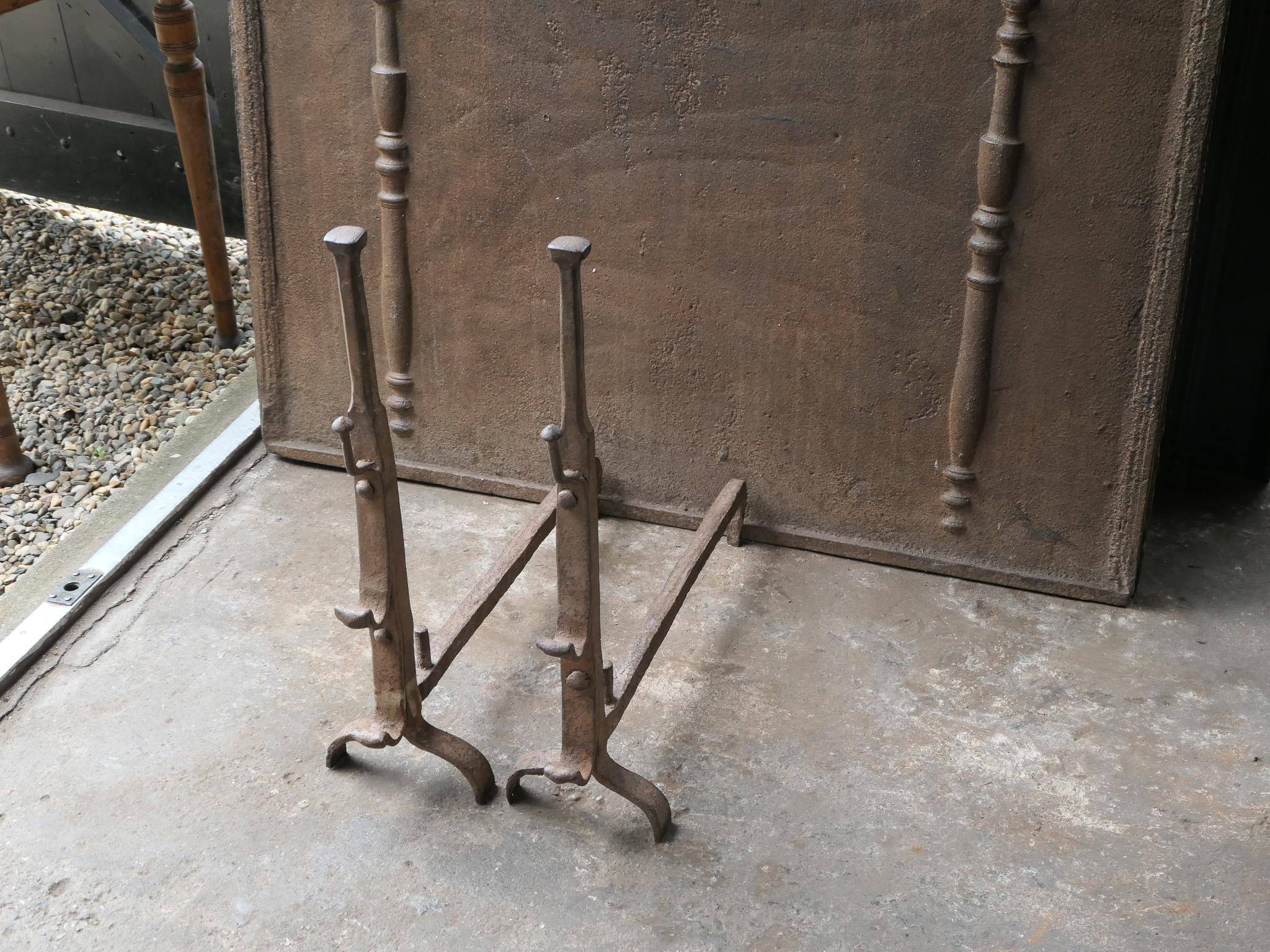French 17th Century Gothic Period Andirons or Firedogs For Sale 2