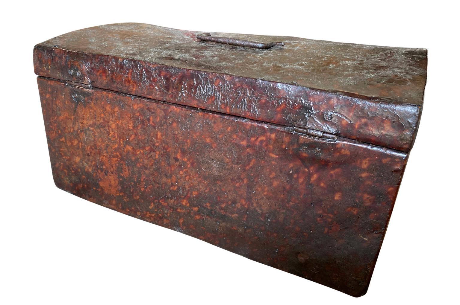 French 17th Century Leather Box, Coffre For Sale 4