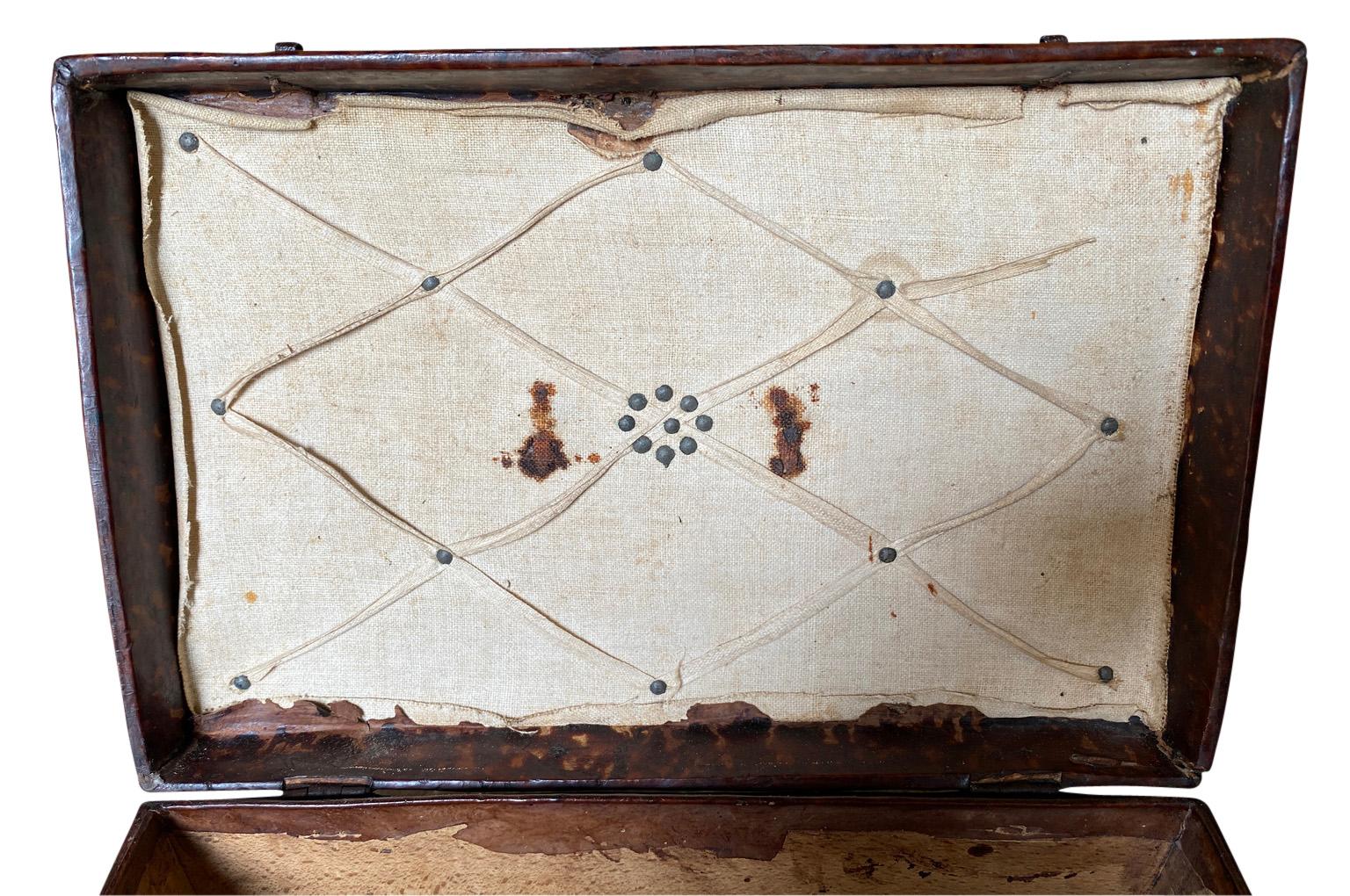 French 17th Century Leather Box, Coffre For Sale 8