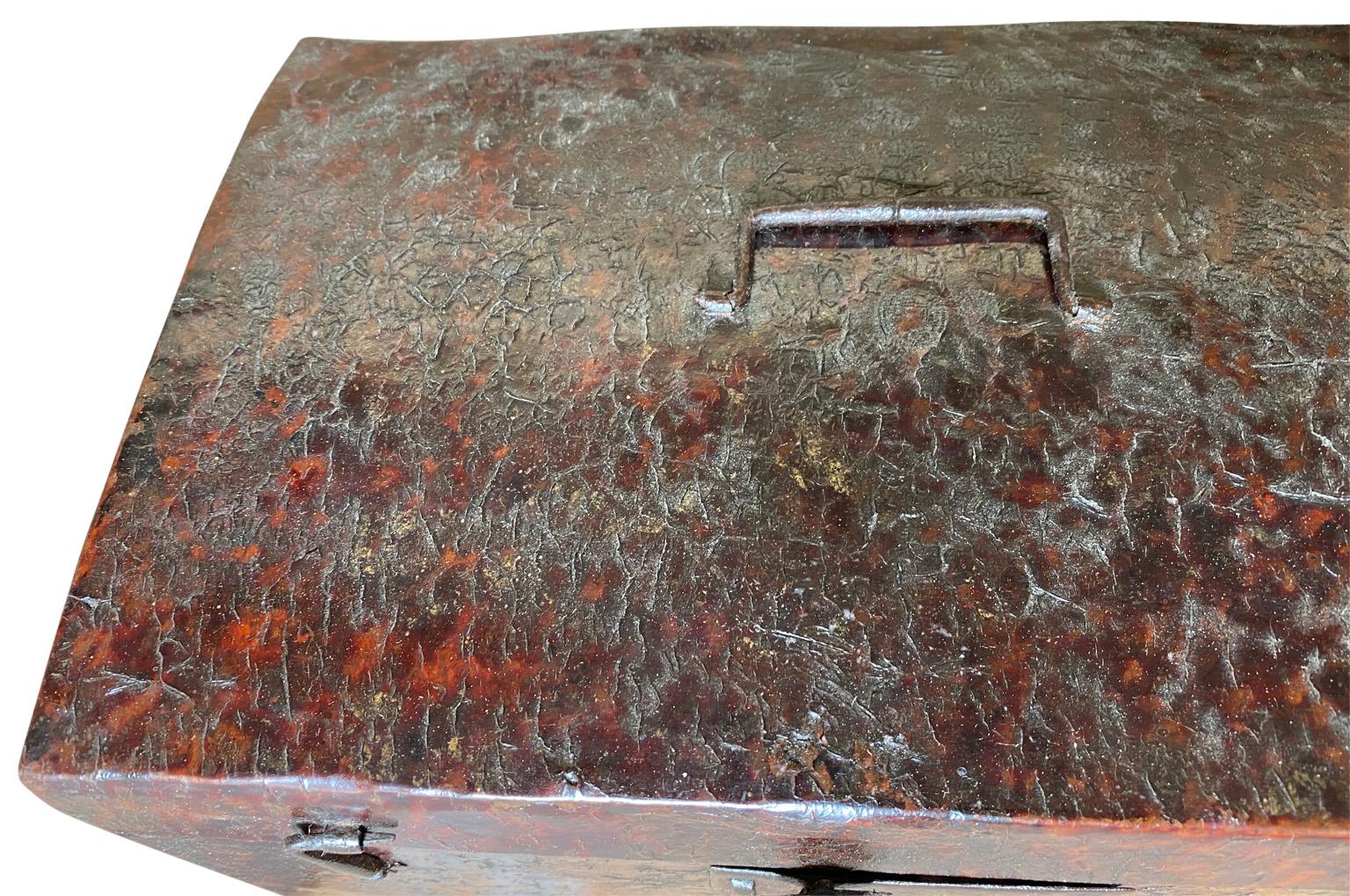 French 17th Century Leather Box, Coffre For Sale 1
