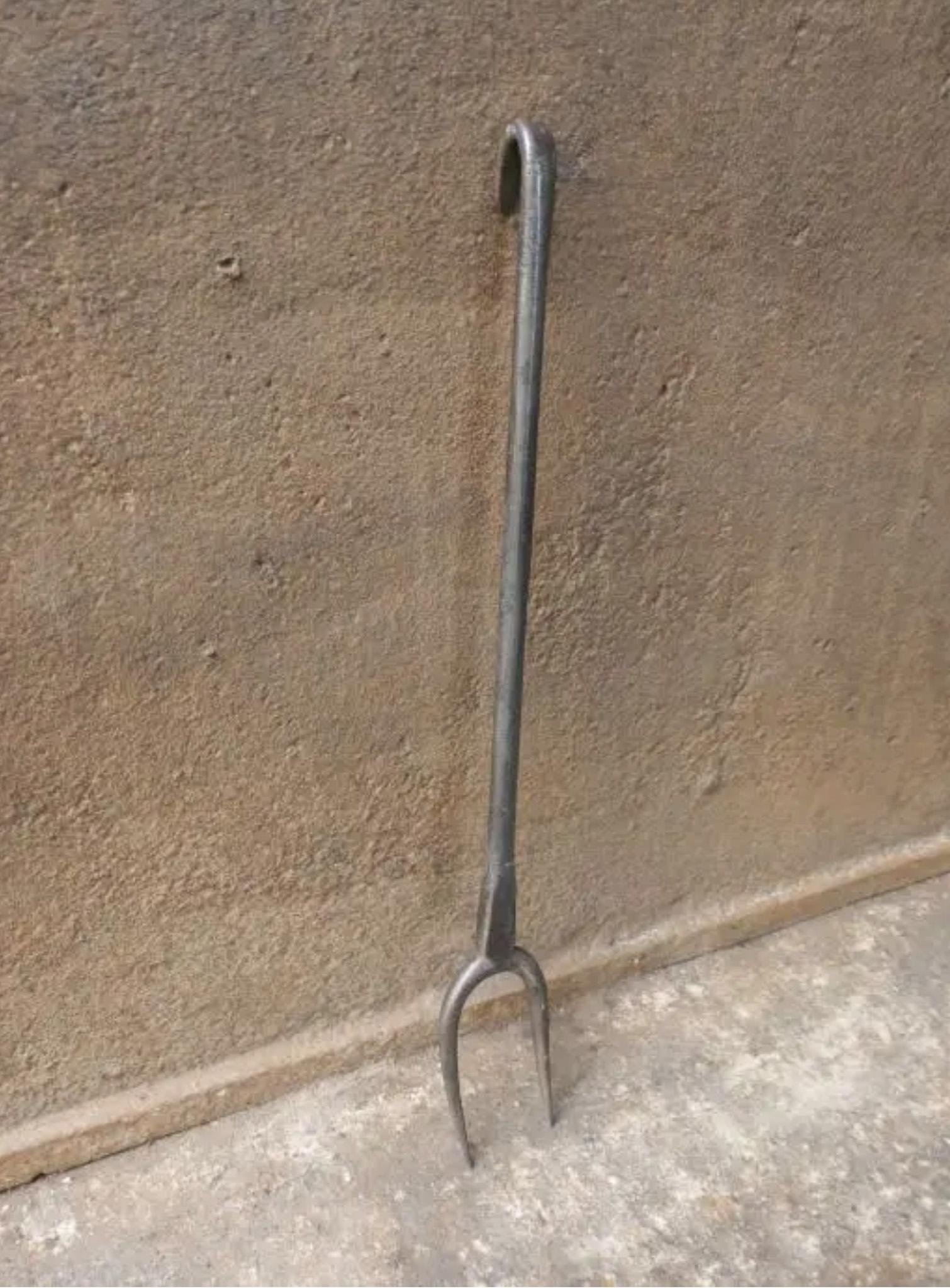 18th century French toasting fork made of wrought iron. 