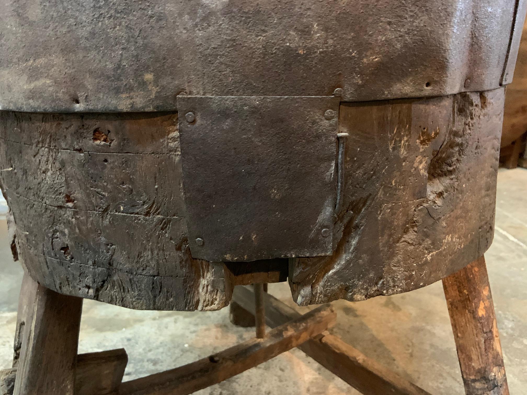 Iron French 17th Century Moulin, Grain Grinding Billot