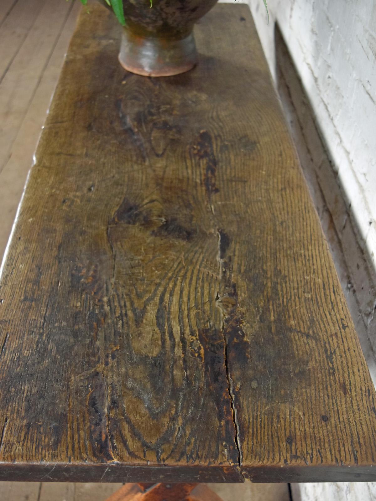 French 17th Century, Oak and Elm Rustic Console Table 1