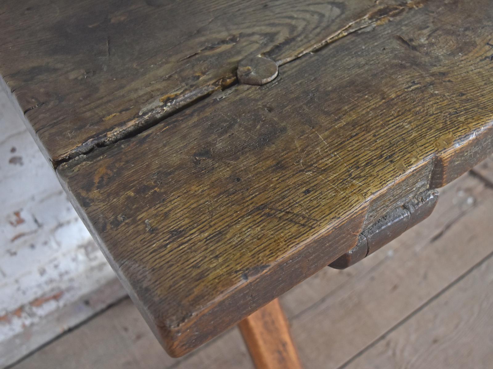 French 17th Century, Oak and Elm Rustic Console Table 2