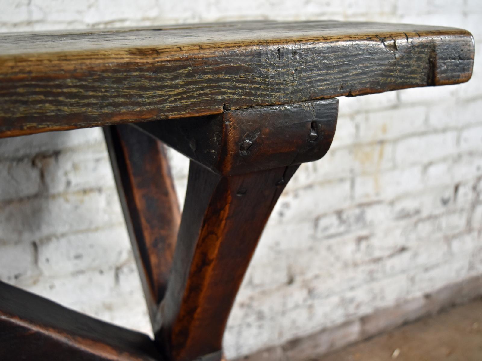 French 17th Century, Oak and Elm Rustic Console Table 3