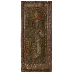 French 17th Century Oak Panel with Saint