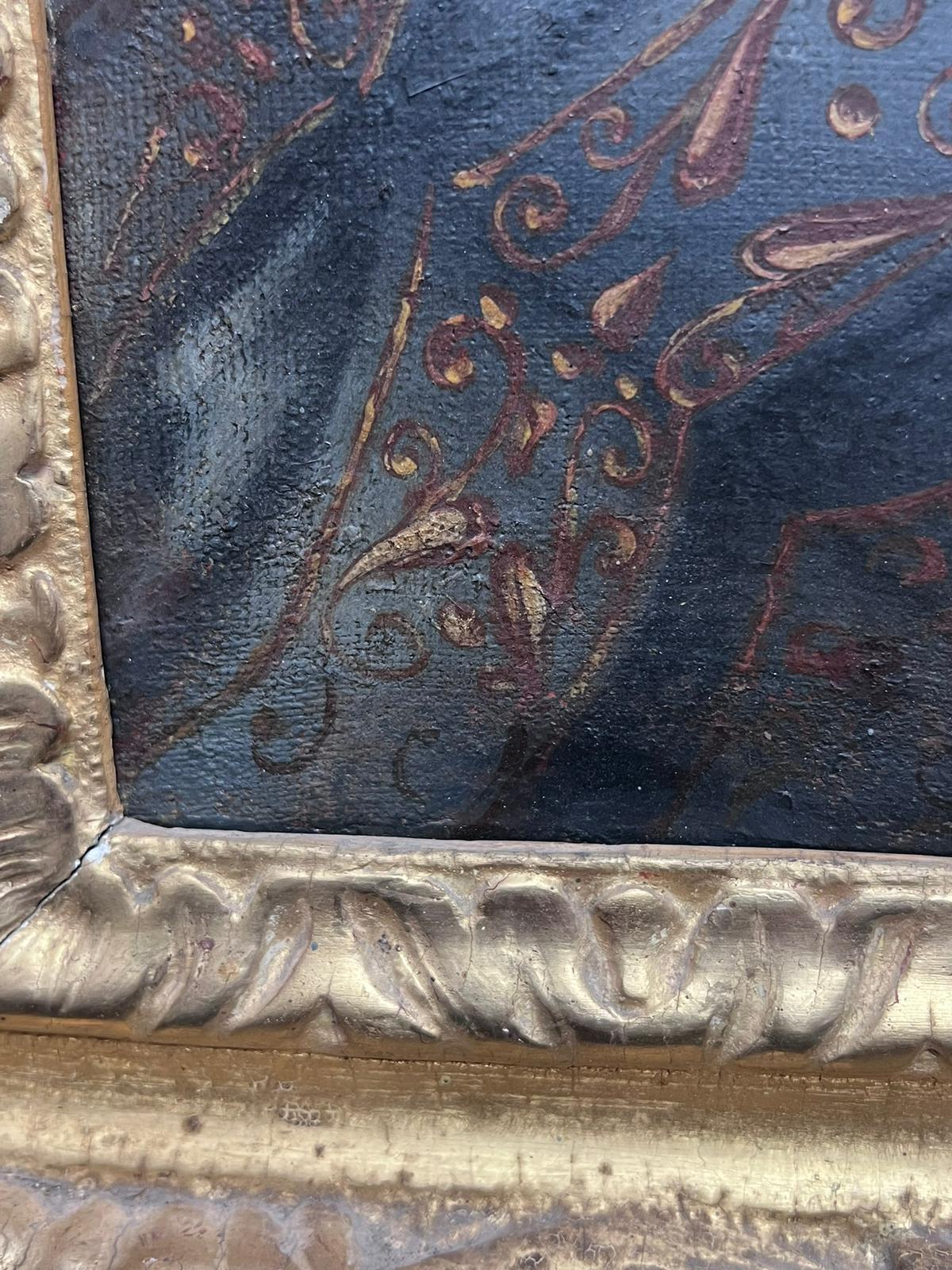 French Old Master del XVII secolo Ritratto della regina francese Elegante dipinto a olio con cornice ornata 1