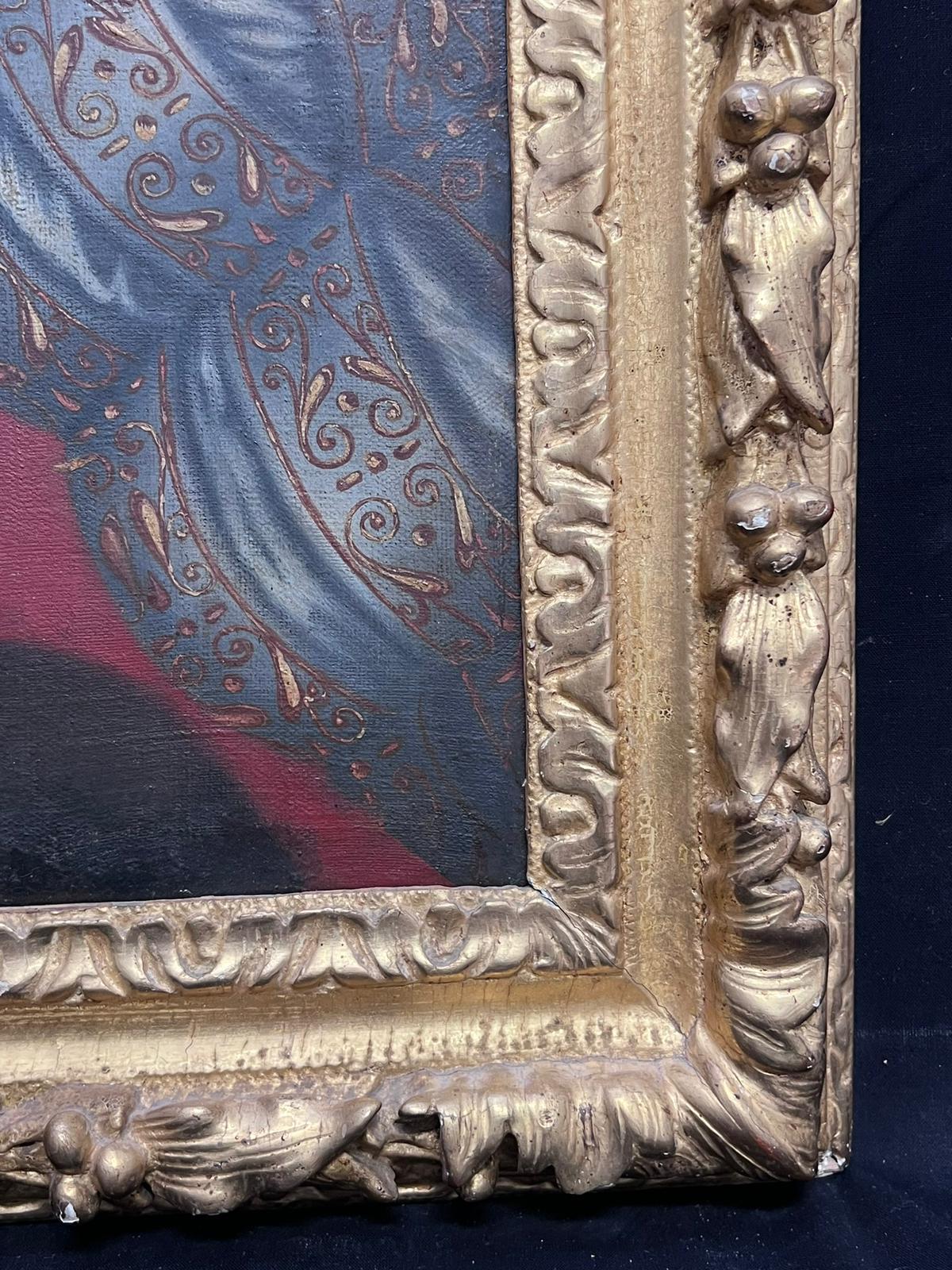 French Old Master del XVII secolo Ritratto della regina francese Elegante dipinto a olio con cornice ornata 2