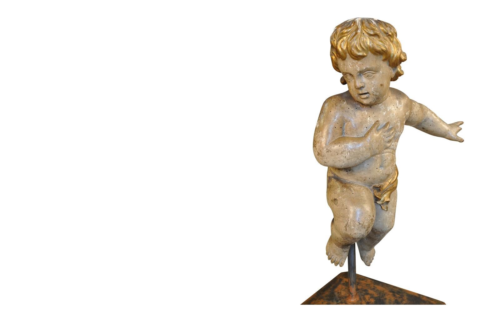 Wood French 17th Century Statue of Putto - Angel