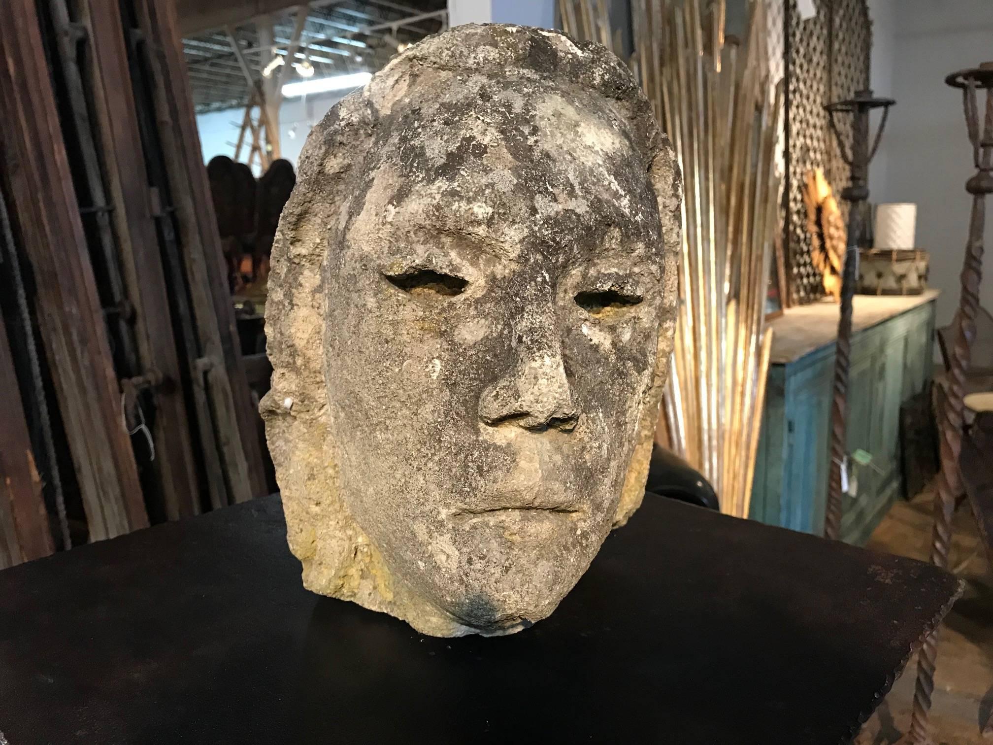 18th Century and Earlier French 17th Century Stone Head of a Cardinal