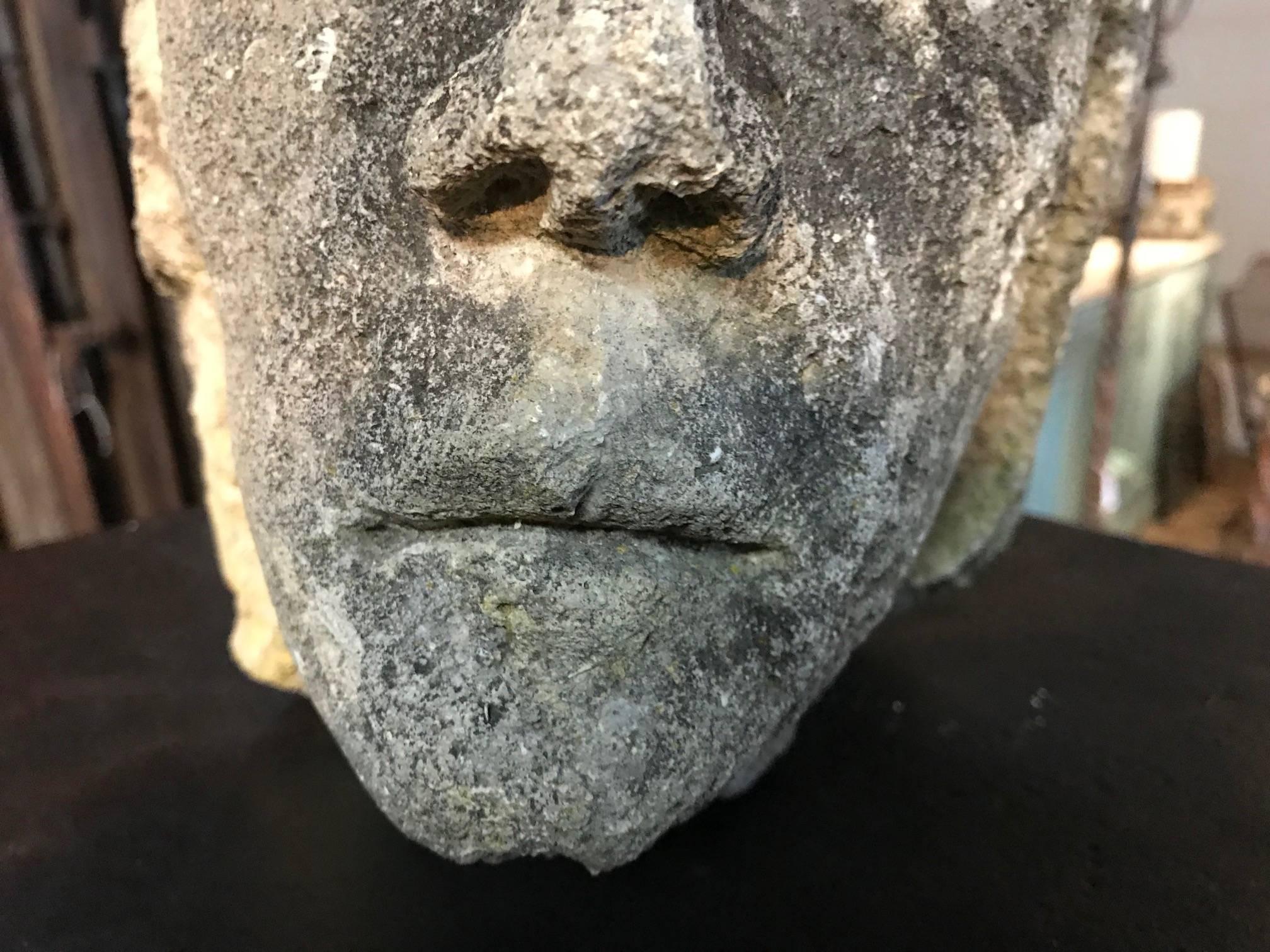 French 17th Century Stone Head of a Cardinal 4