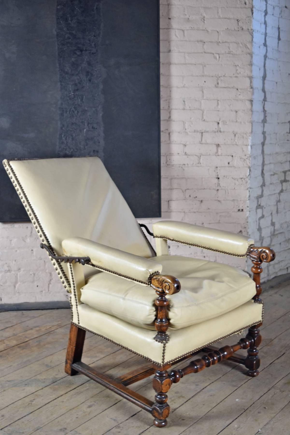 article fabric reclining chair walnut legs