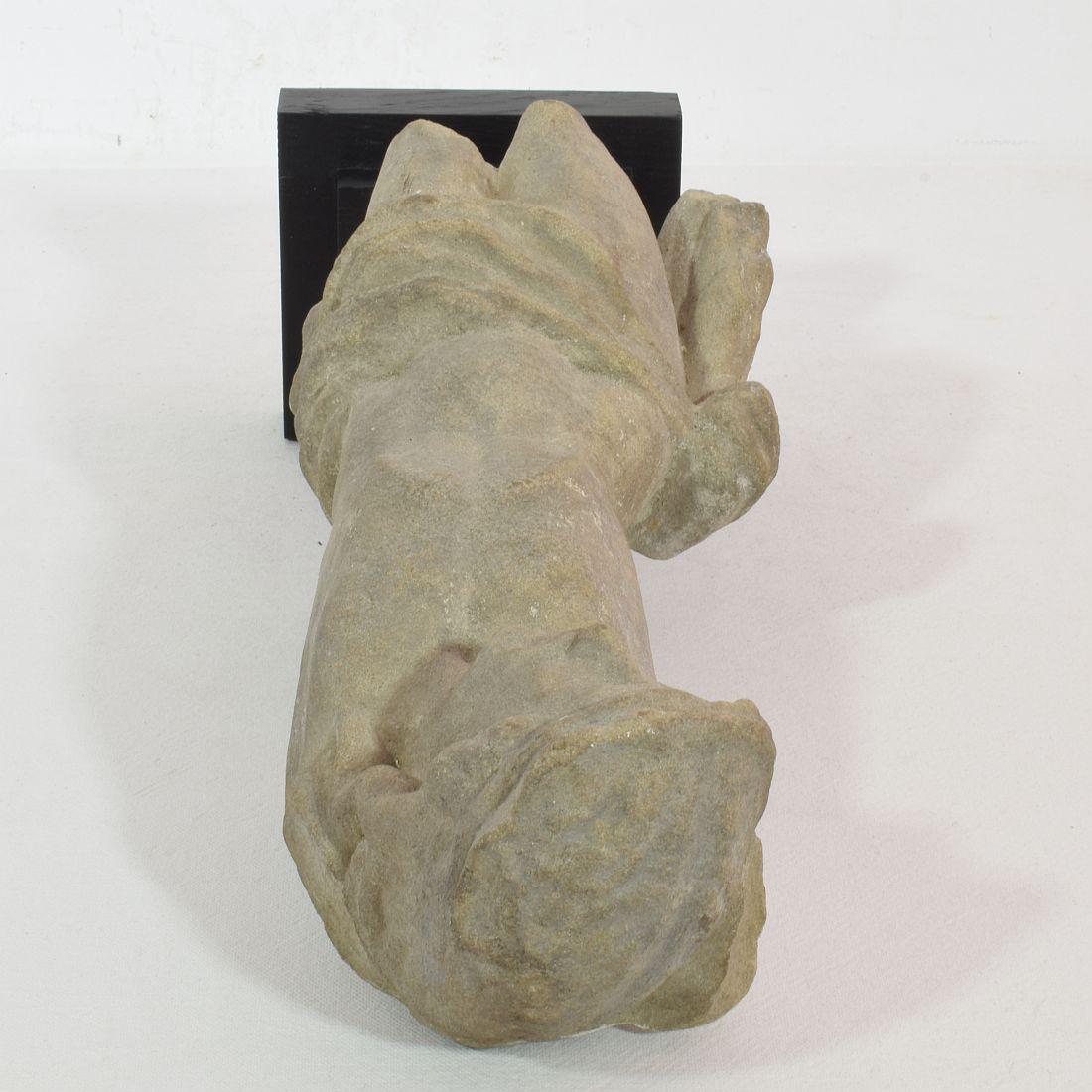 French 17th Century Weathered Carved Sandstone Christ Fragment For Sale 11