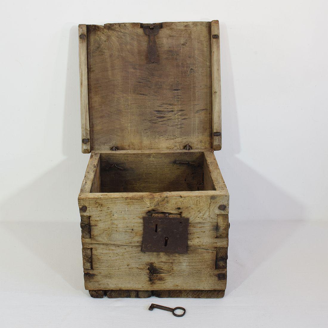 French 17th Century Weathered Rustic Wooden Coffer/Box 4