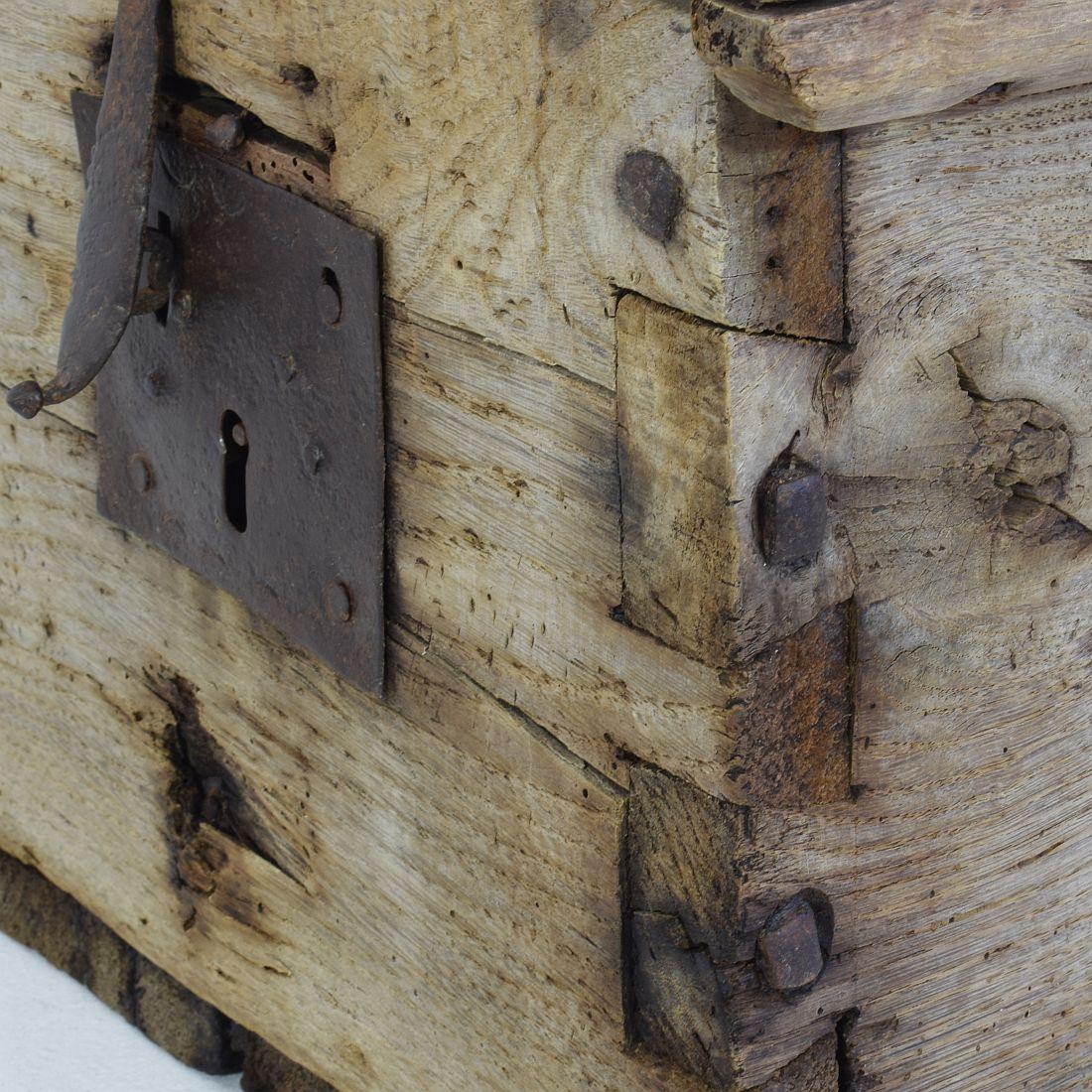 French 17th Century Weathered Rustic Wooden Coffer/Box 9