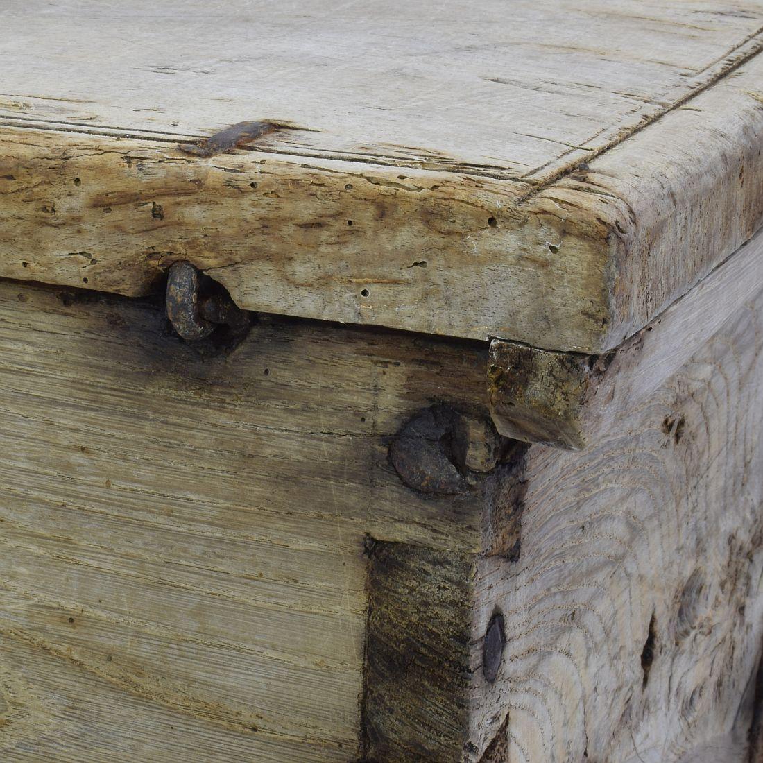 French 17th Century Weathered Rustic Wooden Coffer/Box 11