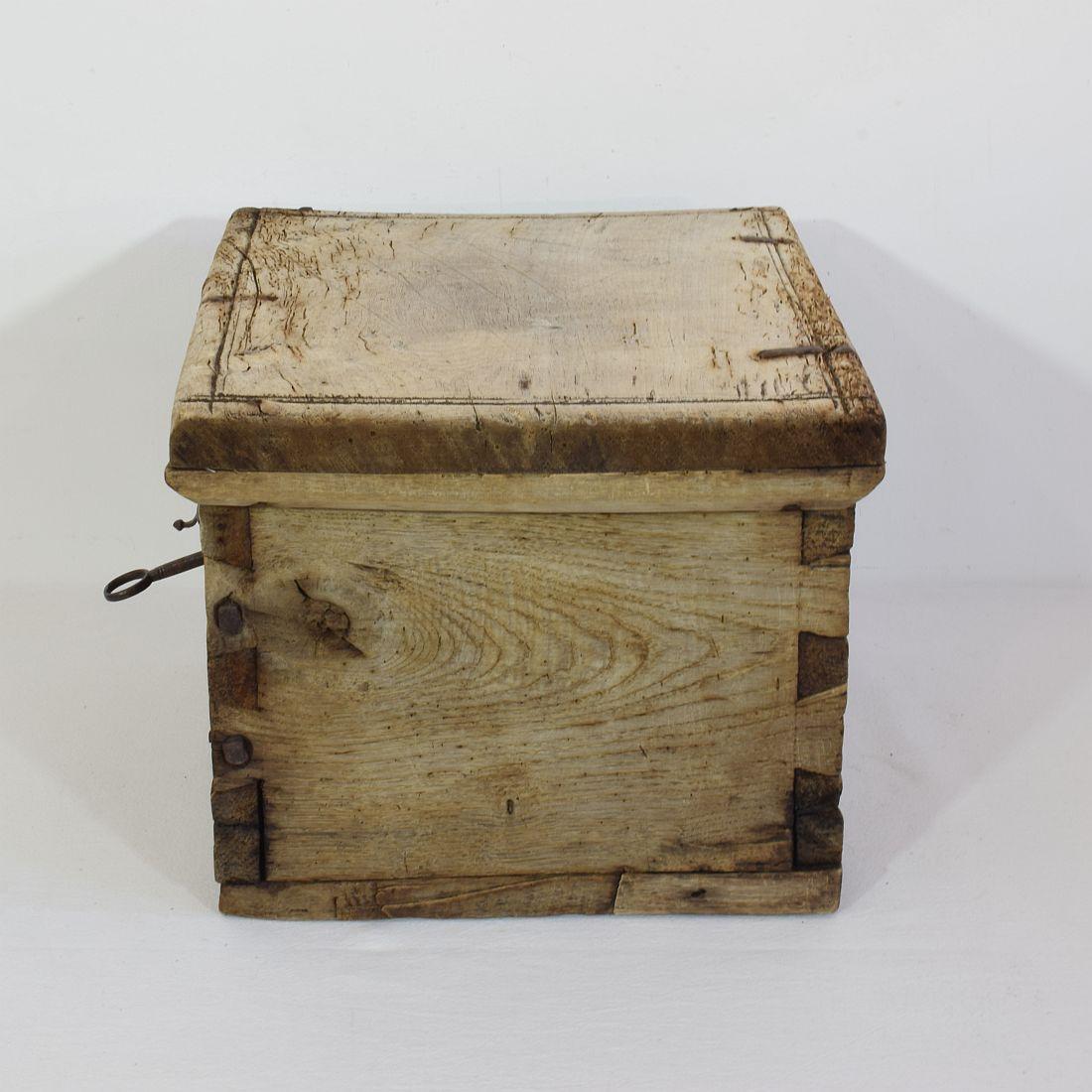 18th Century and Earlier French 17th Century Weathered Rustic Wooden Coffer/Box