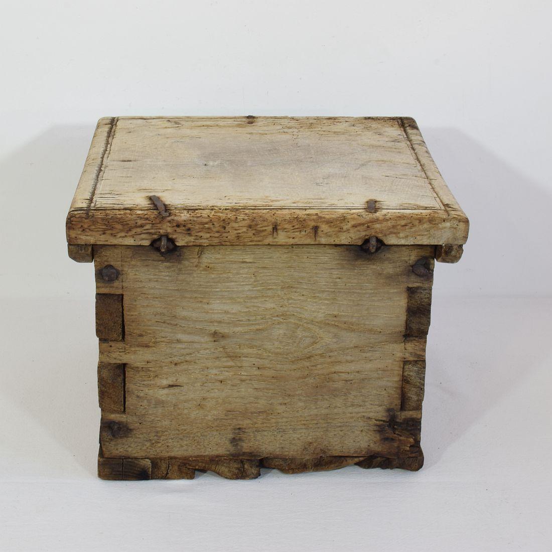 Iron French 17th Century Weathered Rustic Wooden Coffer/Box