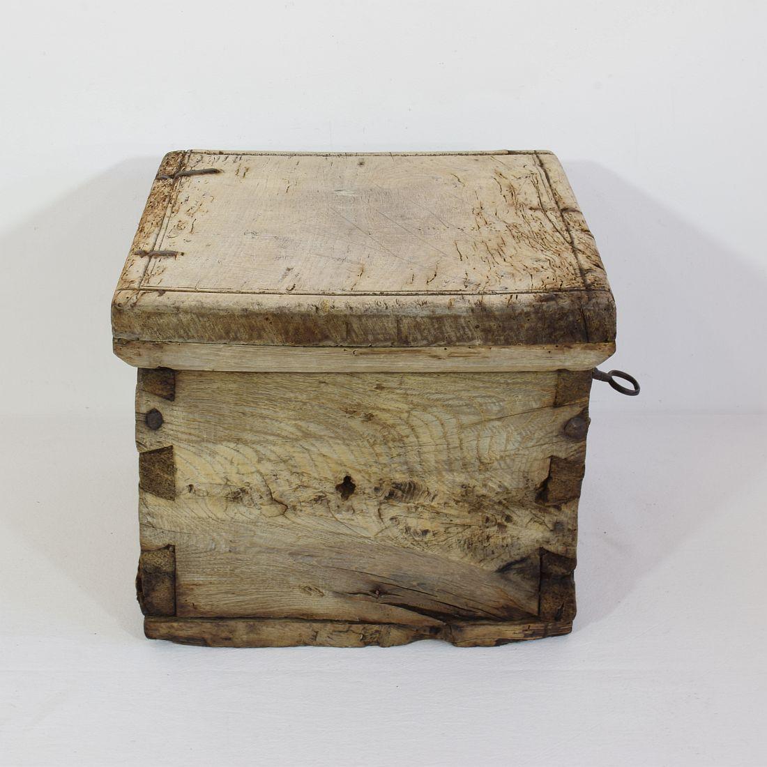 French 17th Century Weathered Rustic Wooden Coffer/Box 1