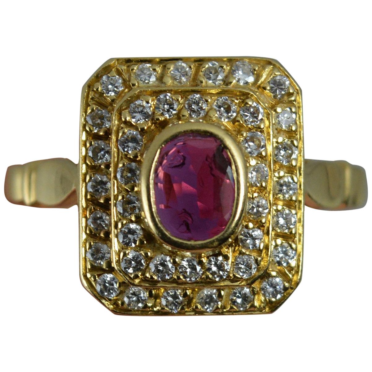 French 18 Carat Gold Ruby and Diamond Cluster Ring