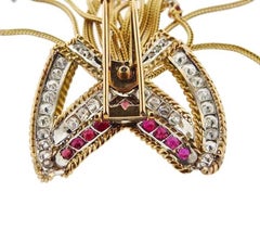 French 18 Karat Gold 3.90 Carat Ruby VS Diamond Necklace Pendant