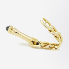 French, 18 Karat Gold and Sapphire Stirrup Cufflinks