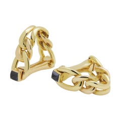 French, 18 Karat Gold and Sapphire Stirrup Cufflinks