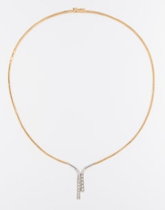 French 18 karat Gold Rigid Necklace with Diamonds