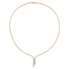 French 18 karat Gold Rigid Necklace with Diamonds