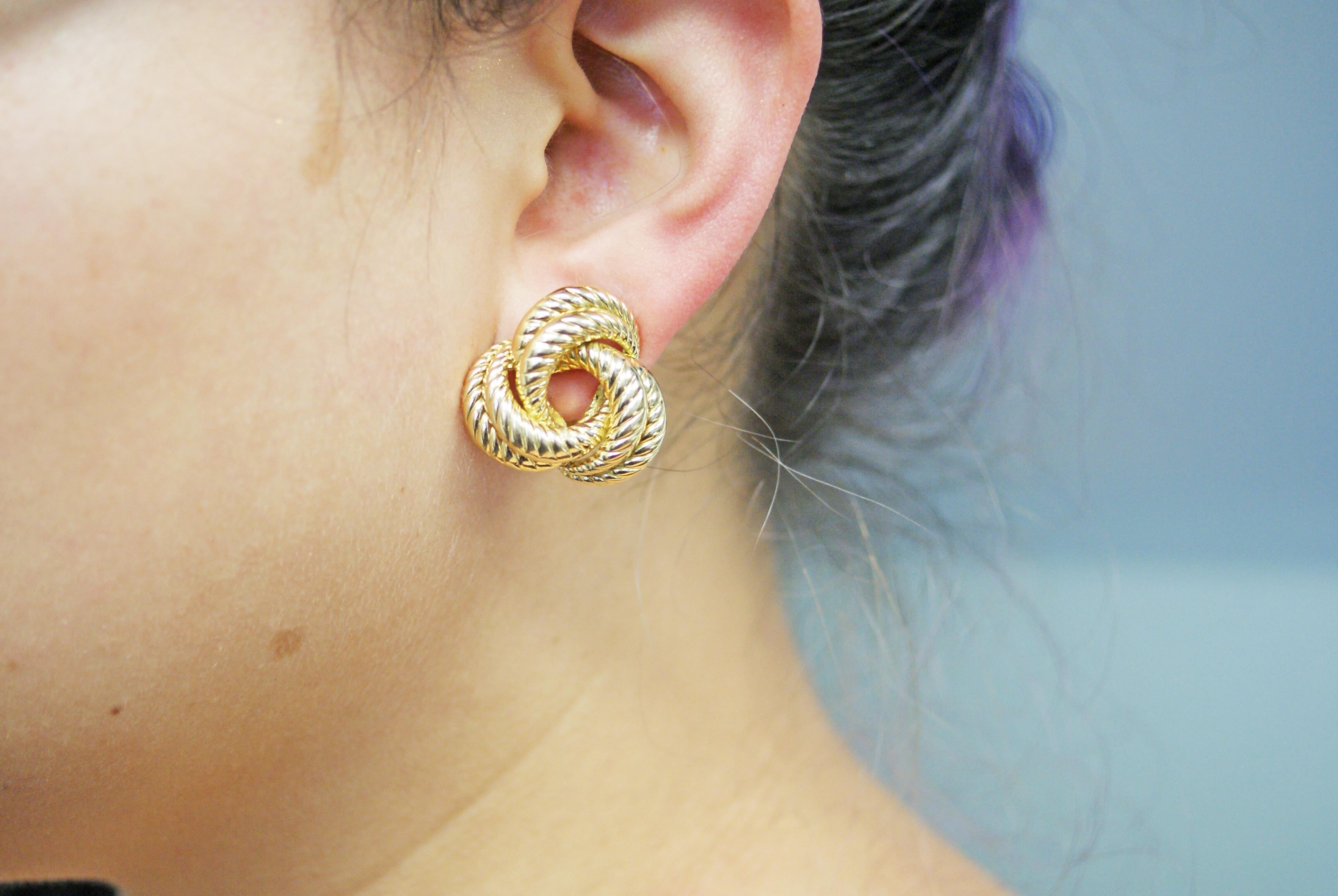 Women's or Men's French 18 Karat Gold Twisted Ear Clips