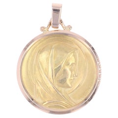 French 18 Karat Rose and Yellow Gold Virgin Mary Medal
