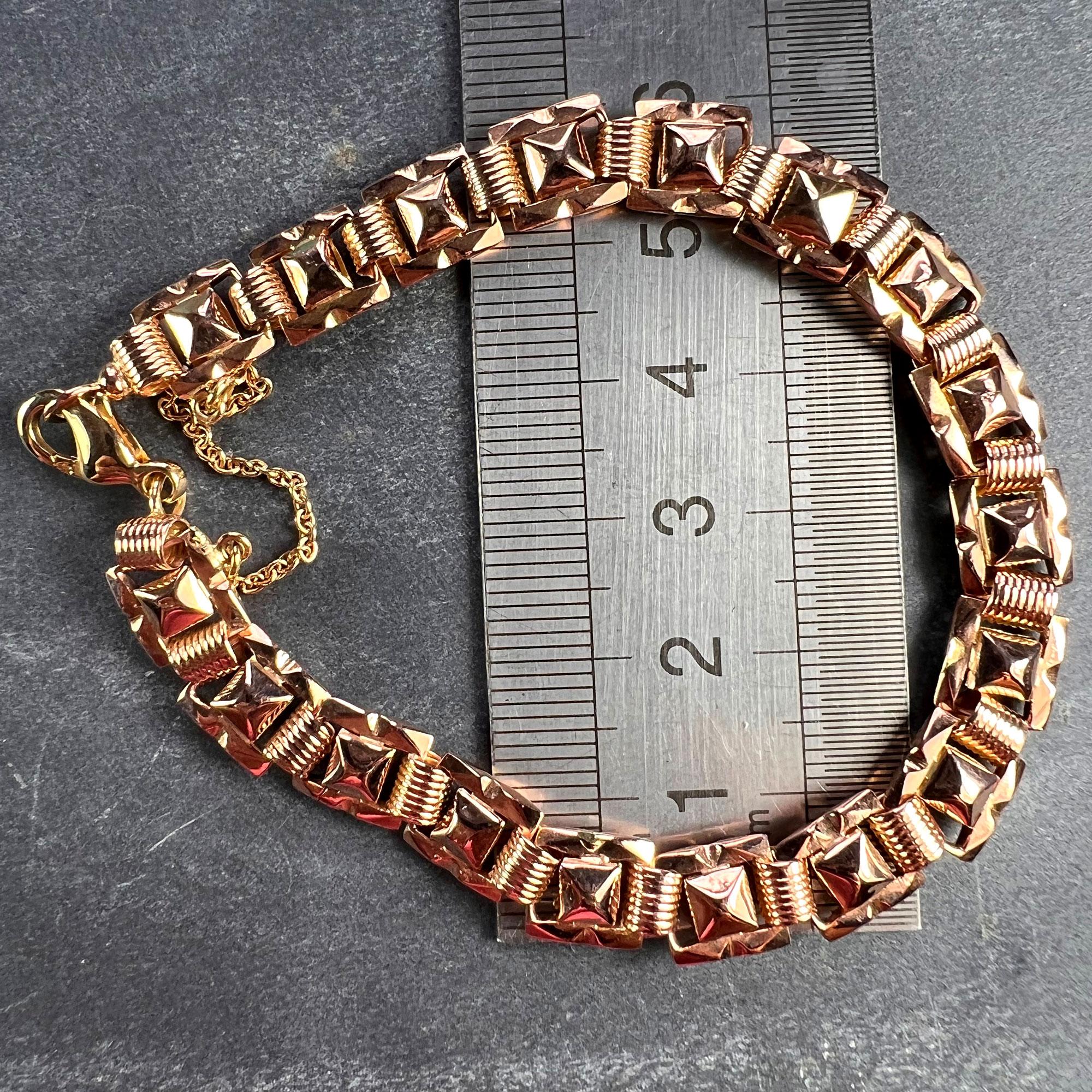 French 18 Karat Rose Gold Tank Link Bracelet 5