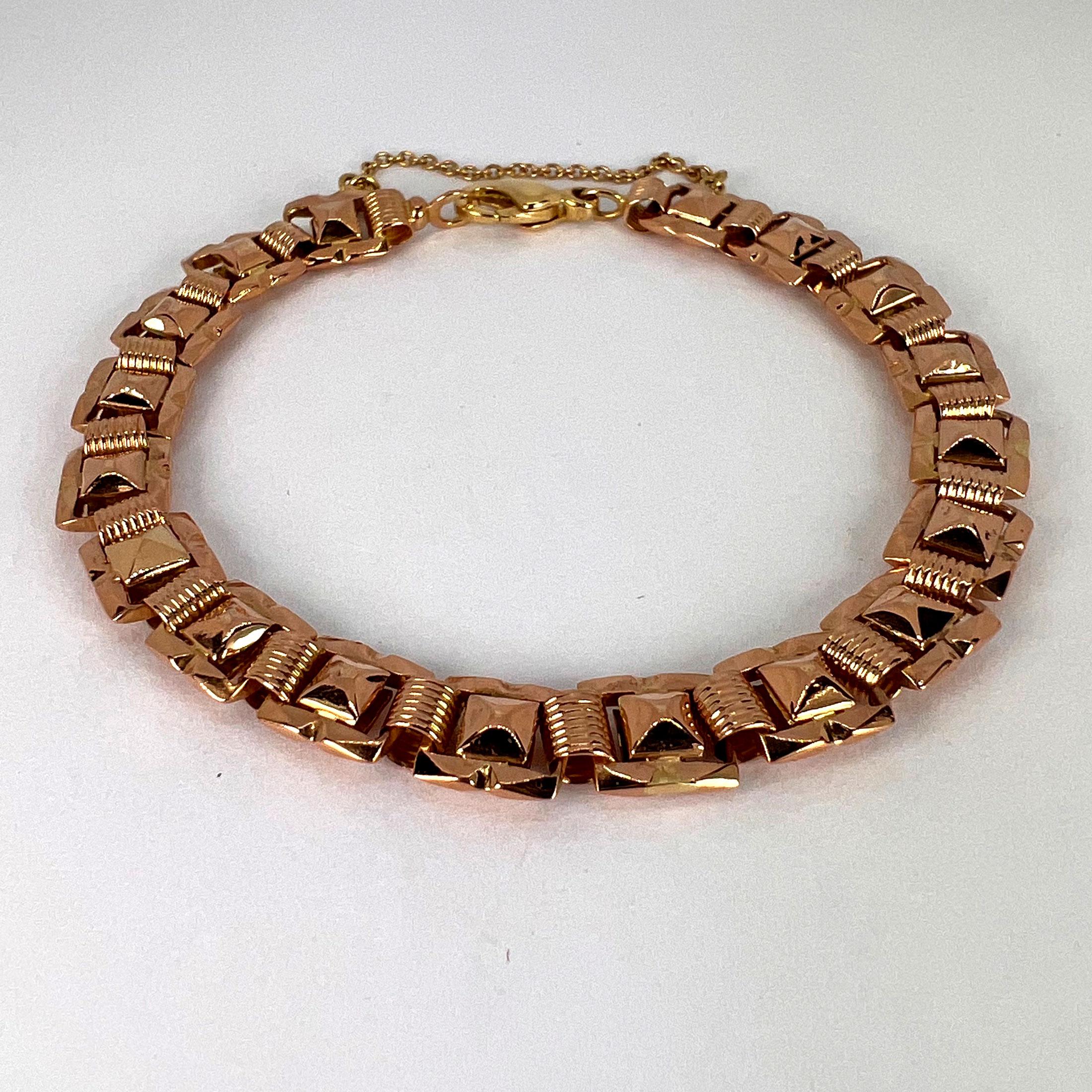 French 18 Karat Rose Gold Tank Link Bracelet 7