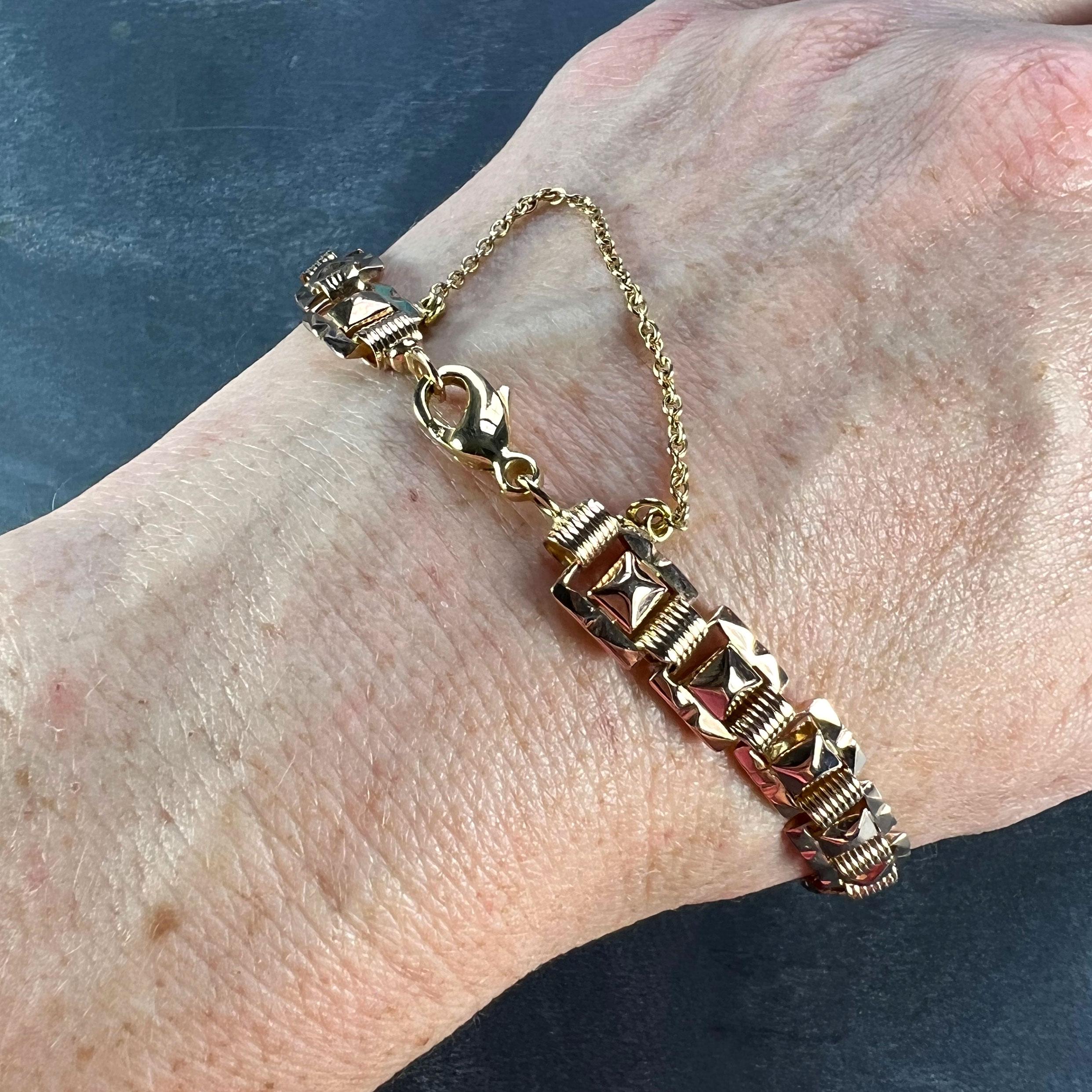 French 18 Karat Rose Gold Tank Link Bracelet 3