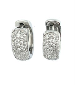 French 18 karat White Gold Hoop Earrings with Diamonds