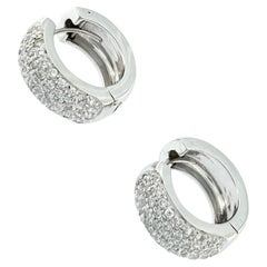 Pendientes de aro franceses de oro blanco de 18 quilates con diamantes